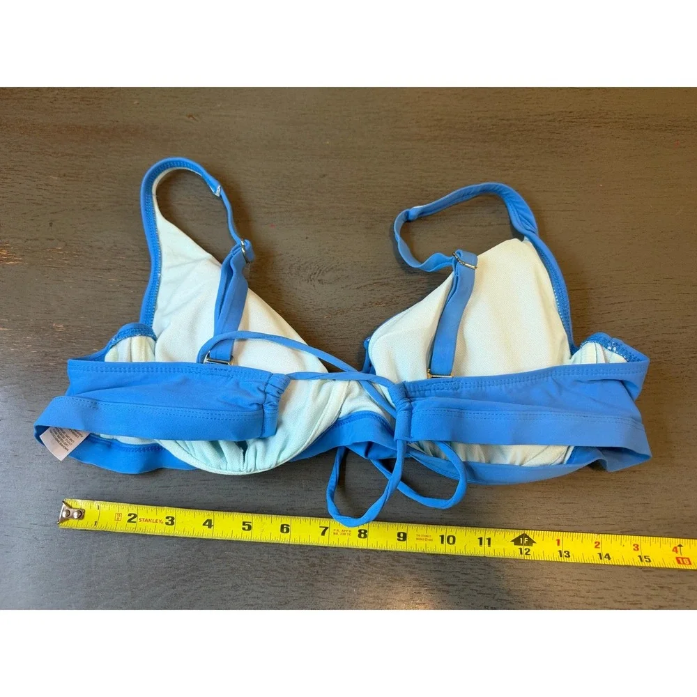 Time and Tru Blue Twist Front Bikini Top Swimsuit XL 16-18 Adjustable Straps